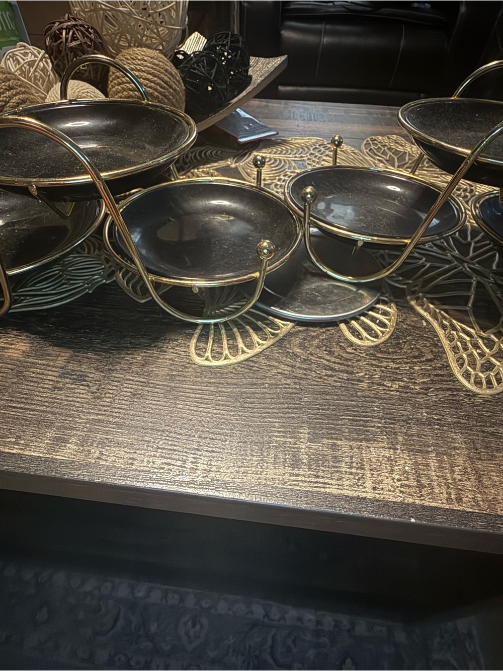 Gold & Black Multi-Tier Decorative Serving Stand - Unbranded